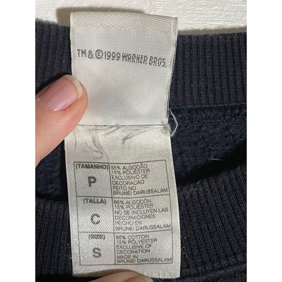 Vintage Looney Tunes Warner Bros Crewneck Sweatshirt Cartoon Embroidered READ - Picture 7 of 11